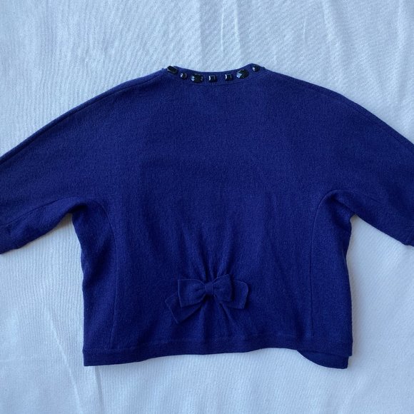 Marc Jacobs Purple Bolero Wool Cardigan with Black Jewels, Size L, Cropped - Picture 5 of 6